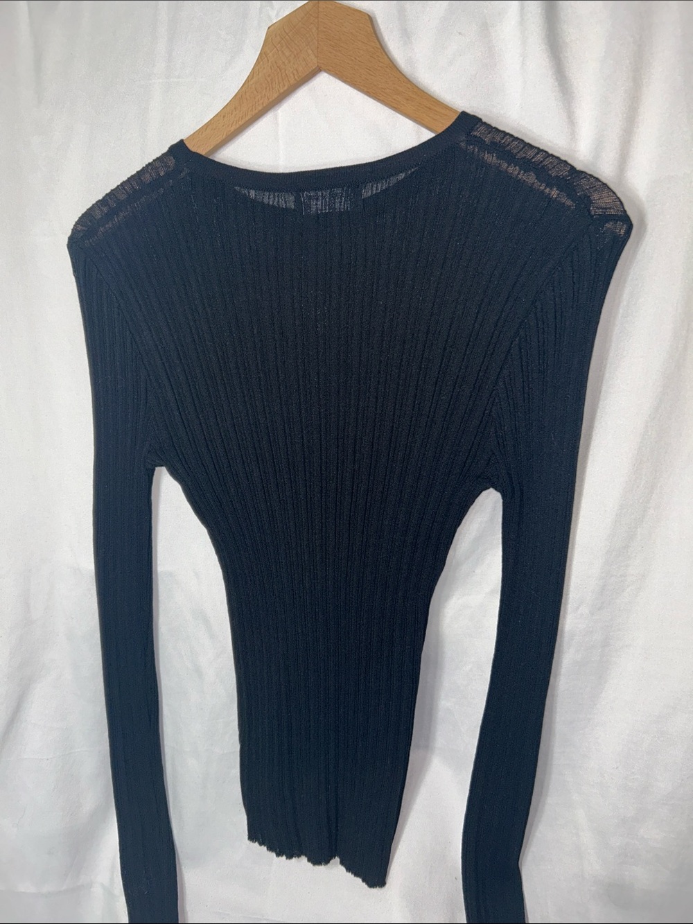 The Workshop Black Ribbed Long-Sleeve Slim Tee - Picture 4 of 4